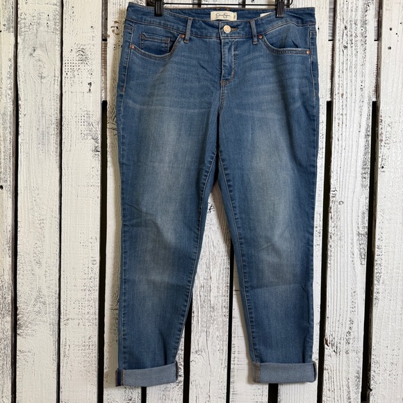 Unavailable-Jessica Simpson Forever Rolled Jeans Womens Size 10 P Blue De - Picture 1 of 12